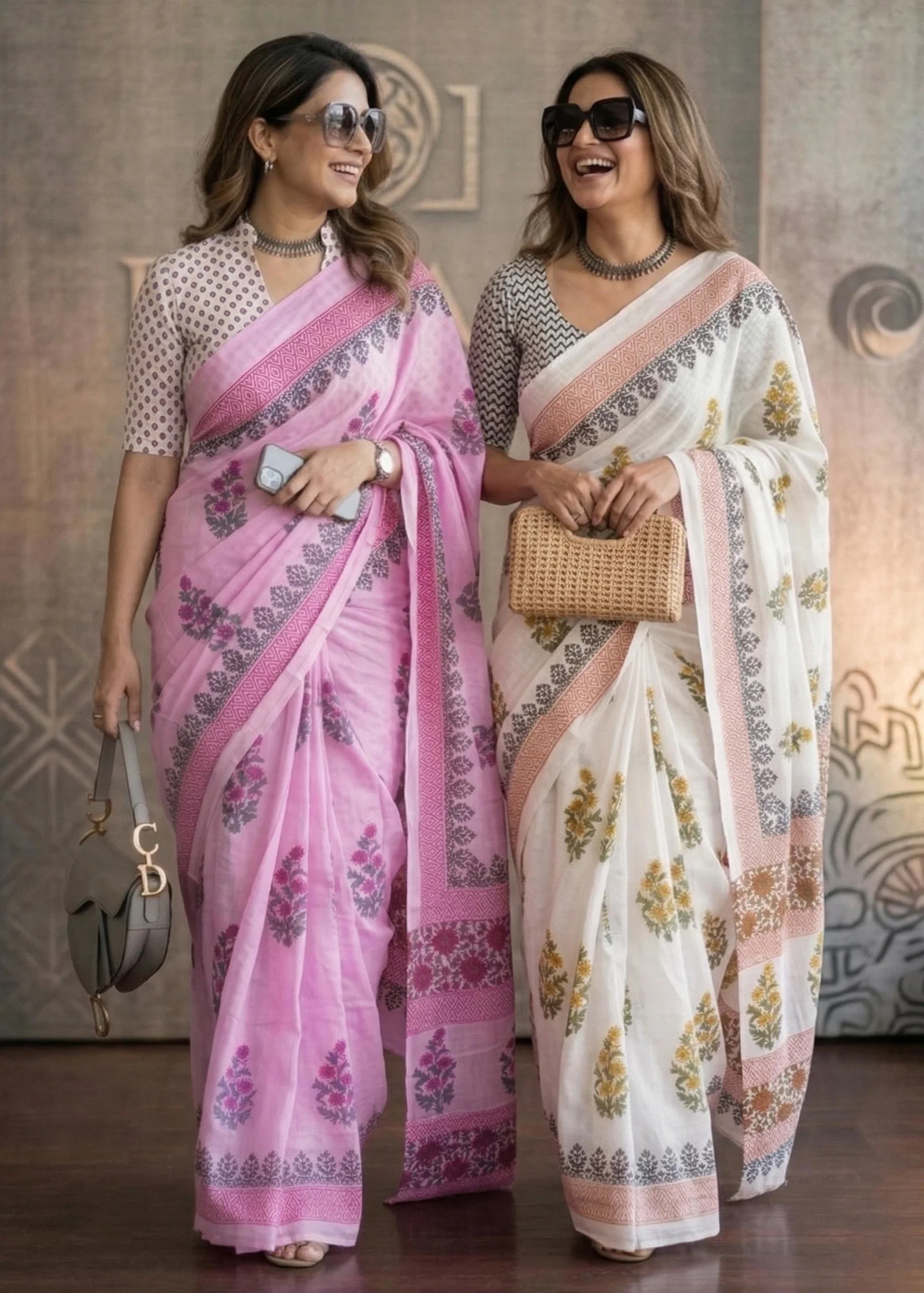 Sm Yami 16 Rajeshtani Hand Block Printed Design Lunching Saree