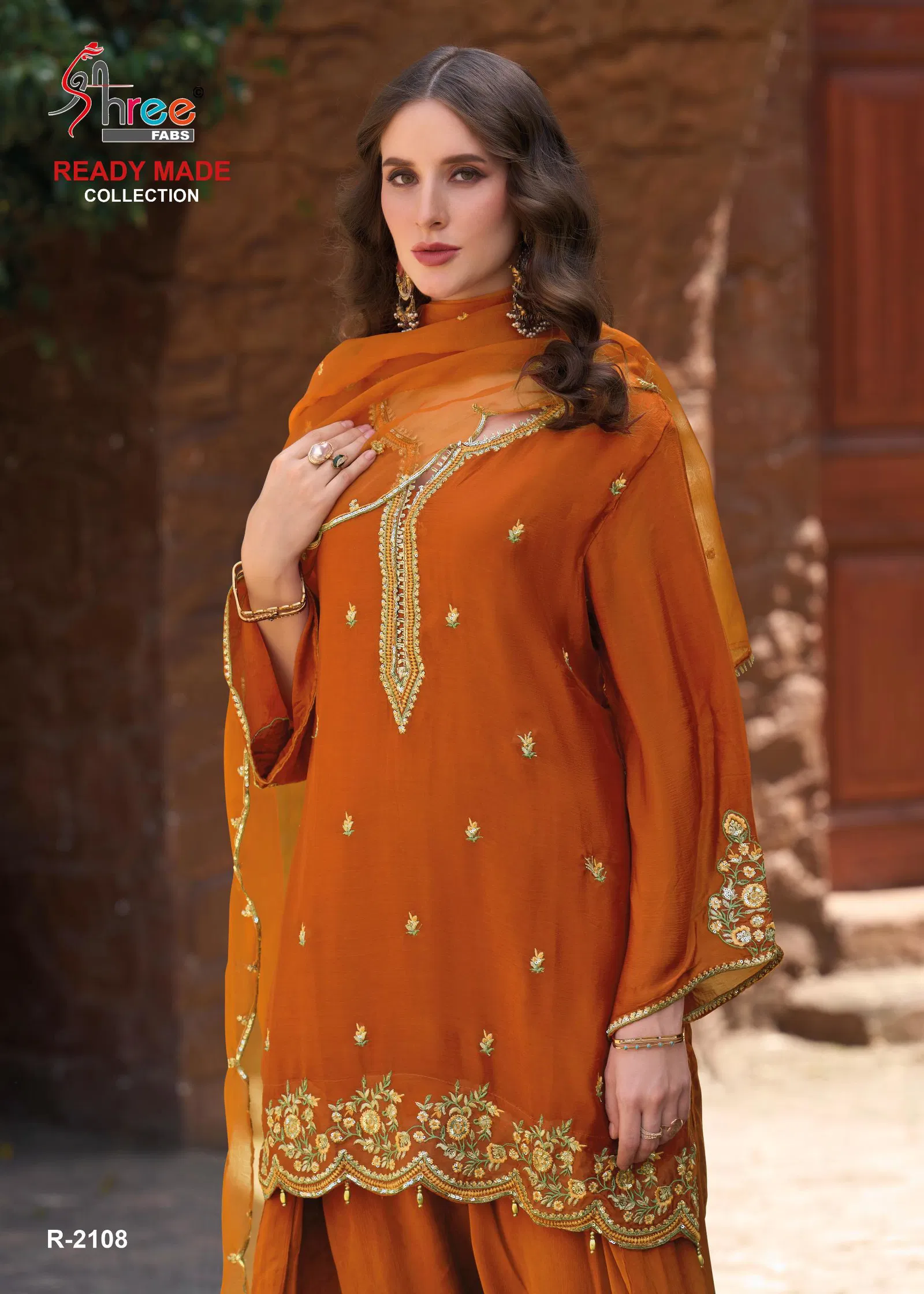 Shree R 2108 Viscose Chinon Embroidery Worked Readymade Collection