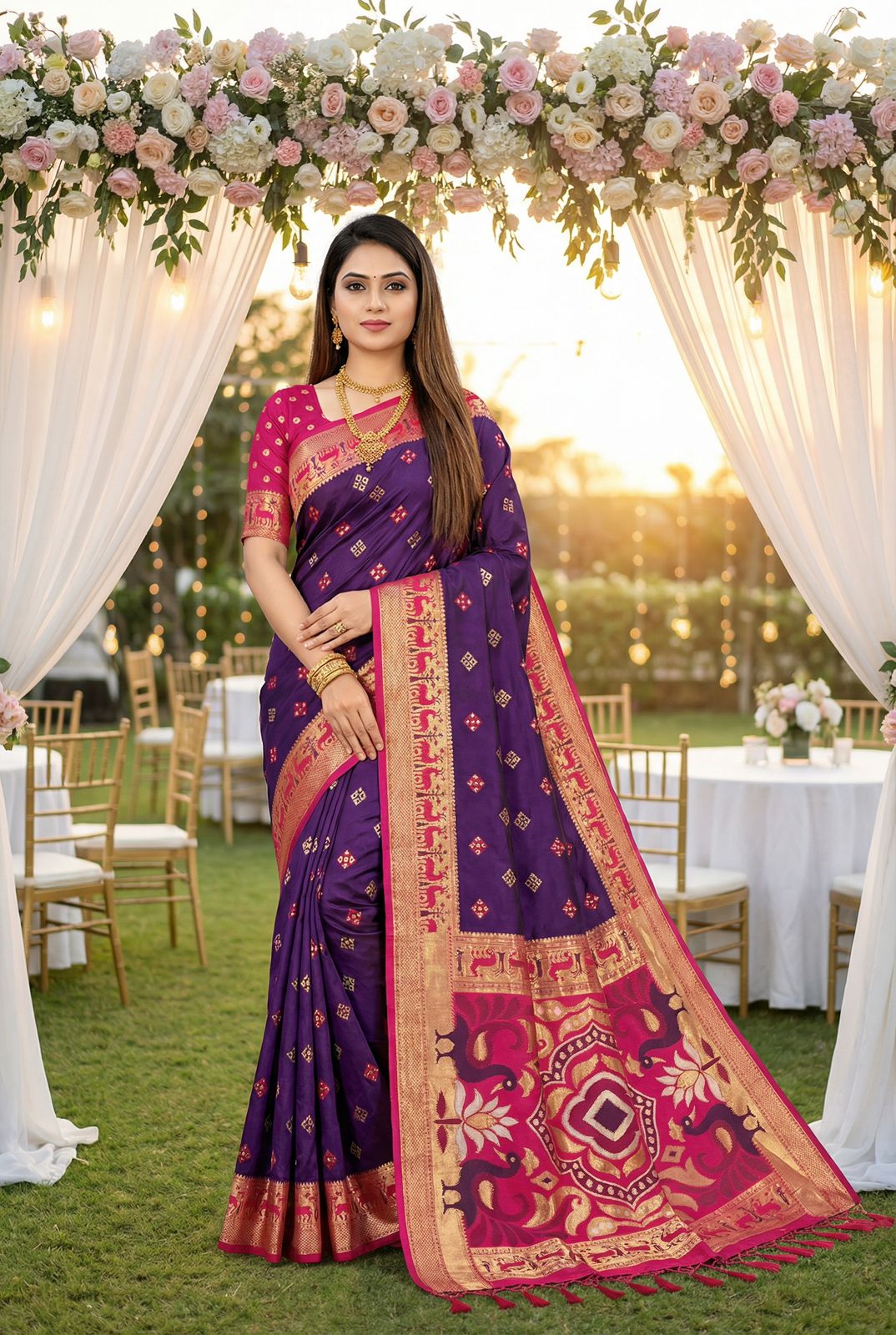 Lekha MN Madhuri Banarasi Silk Zari Weaving Saree