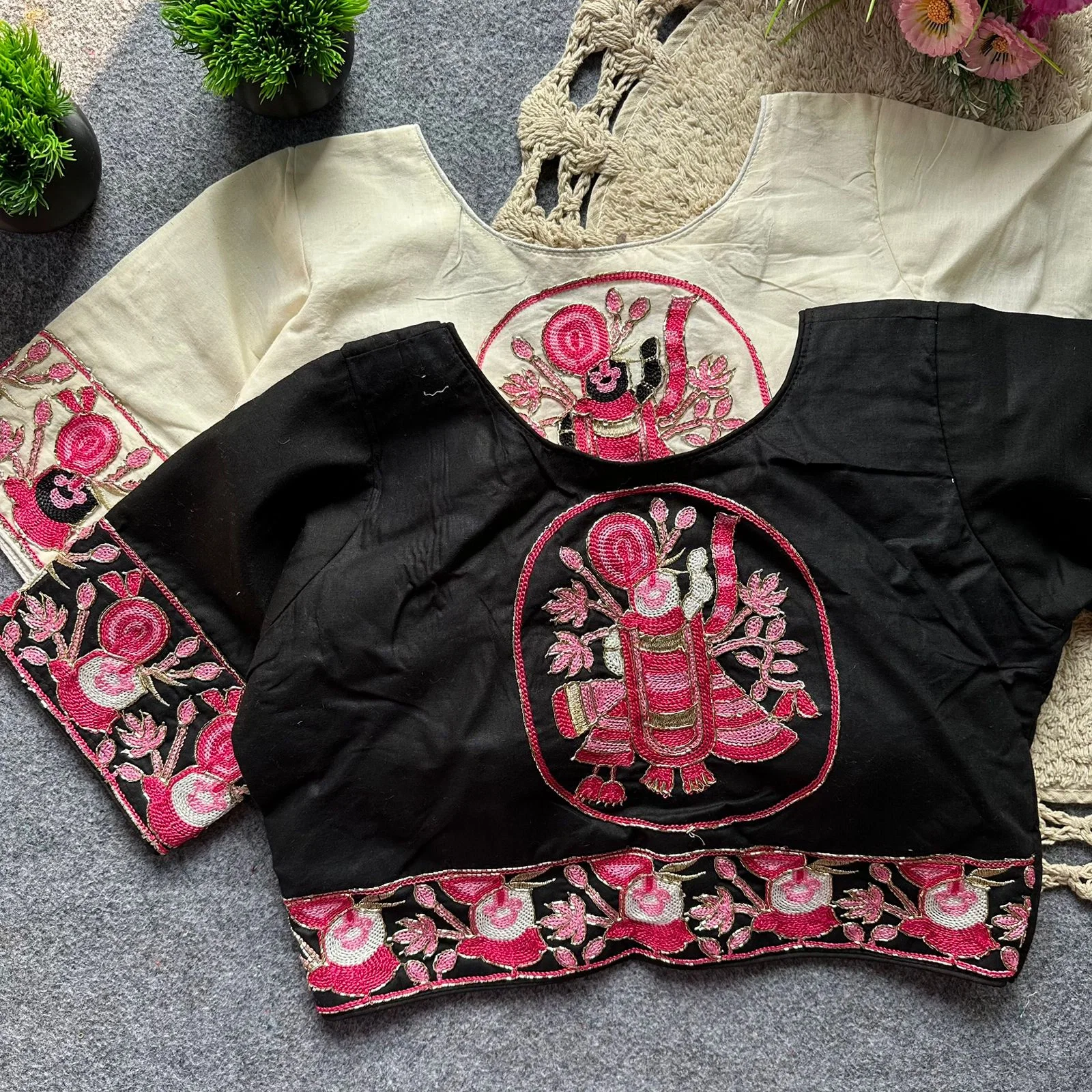 Ruh Lotus Khadi Cotton With Embroidered Blouse Collection