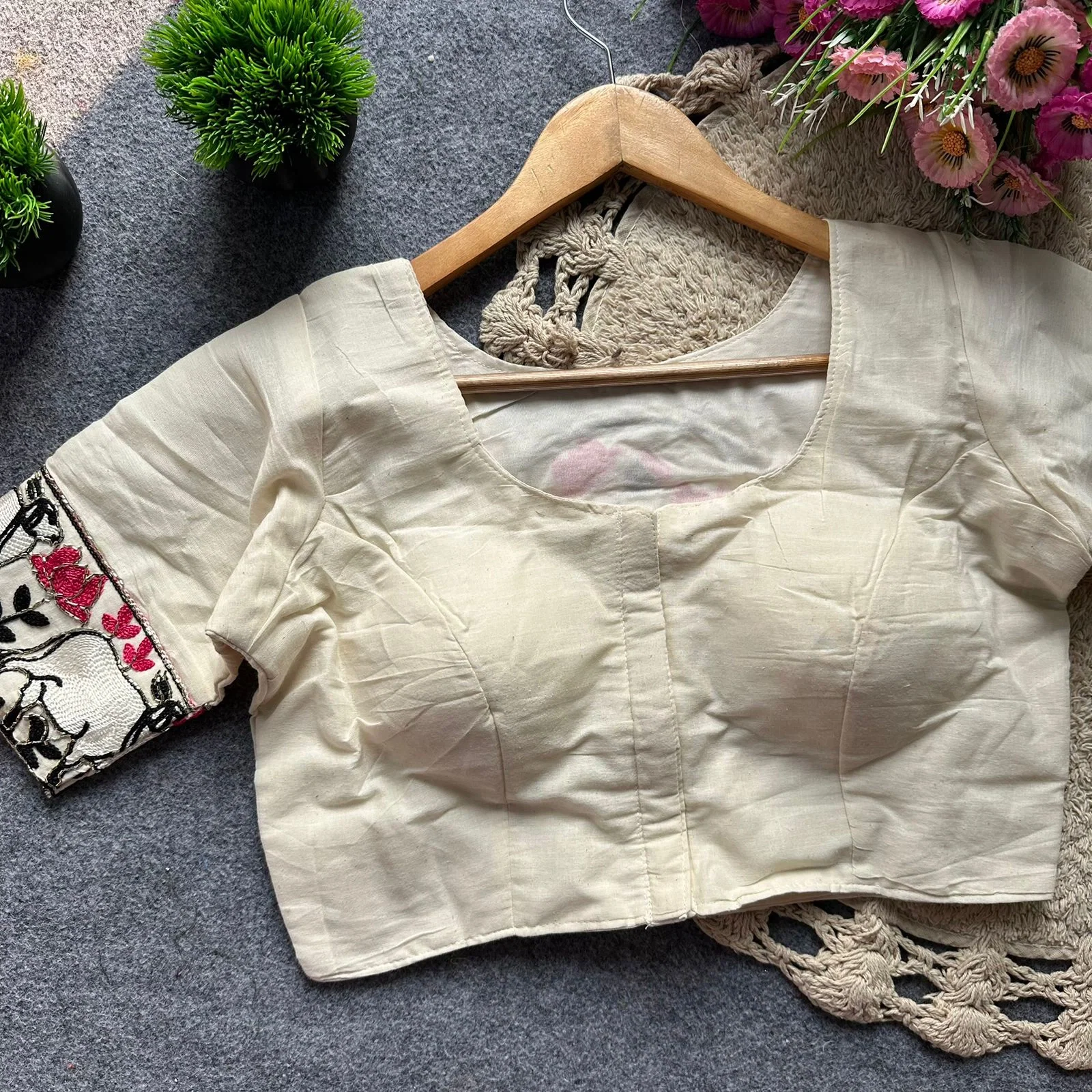 Ruh Lotus Khadi Cotton With Embroidered Blouse Collection