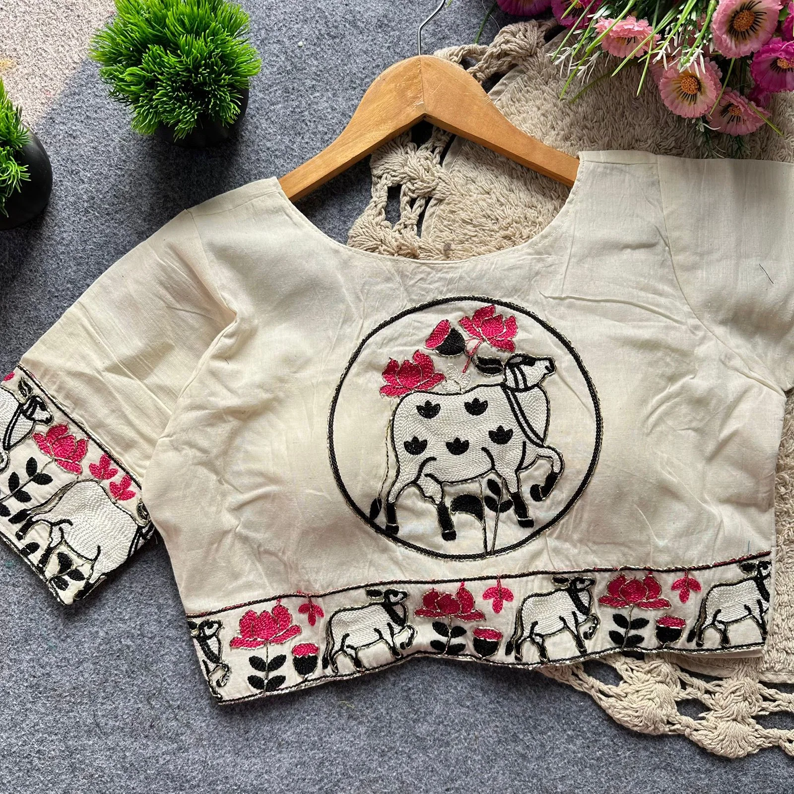 Ruh Lotus Khadi Cotton With Embroidered Blouse Collection