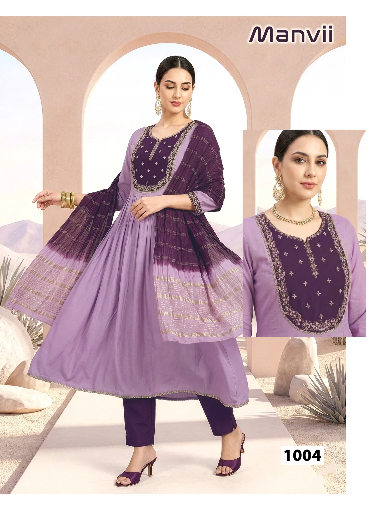 Dnp Maanvi Roman Silk Top Bottom With Dupatta