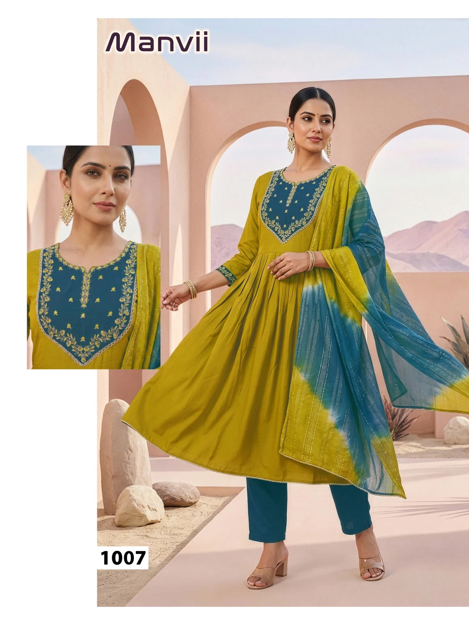 Dnp Maanvi Roman Silk Top Bottom With Dupatta