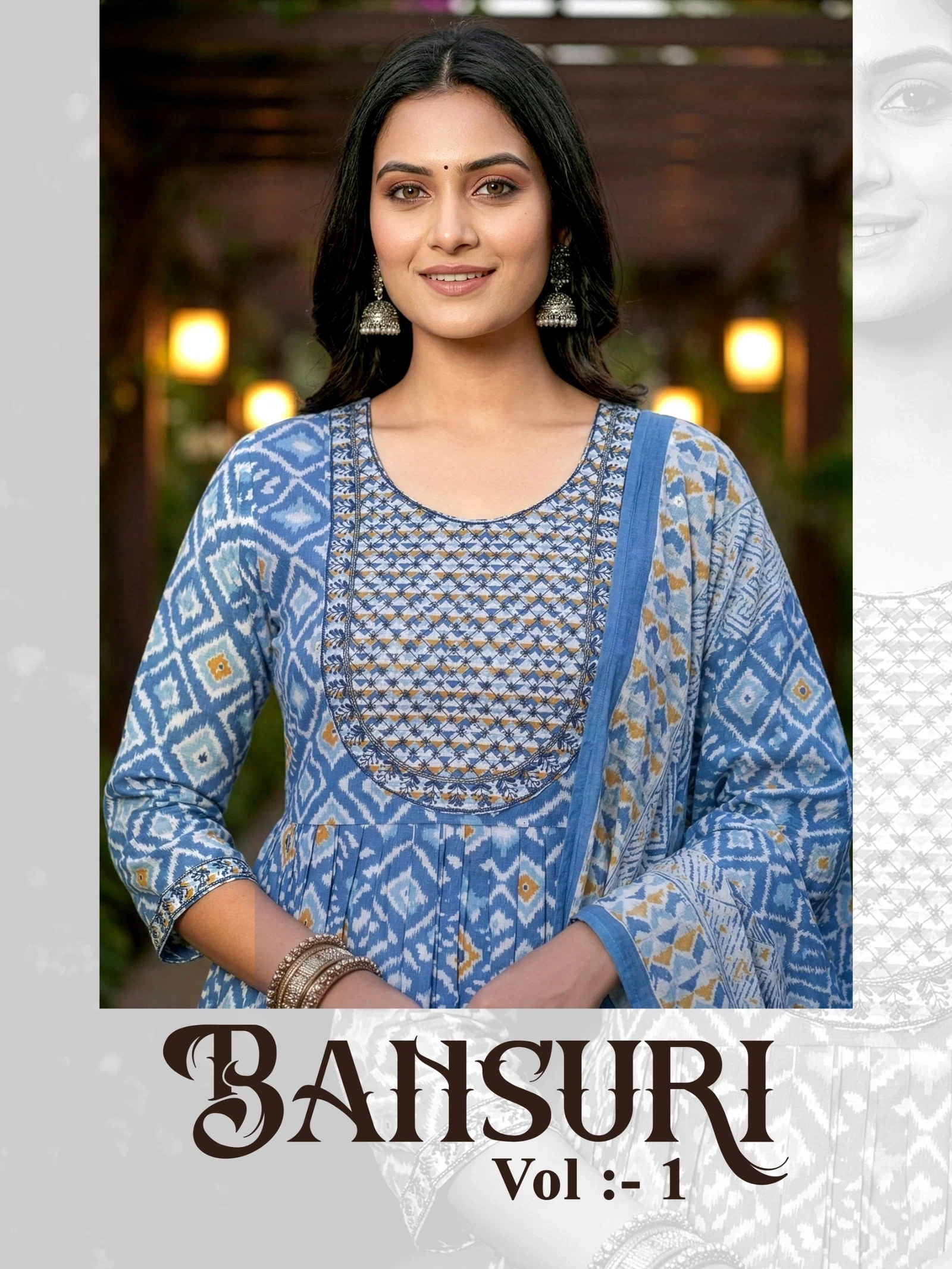 Dnp Bansuri Cambric Cotton Anarkali Kurti With Bottom And Dupatta