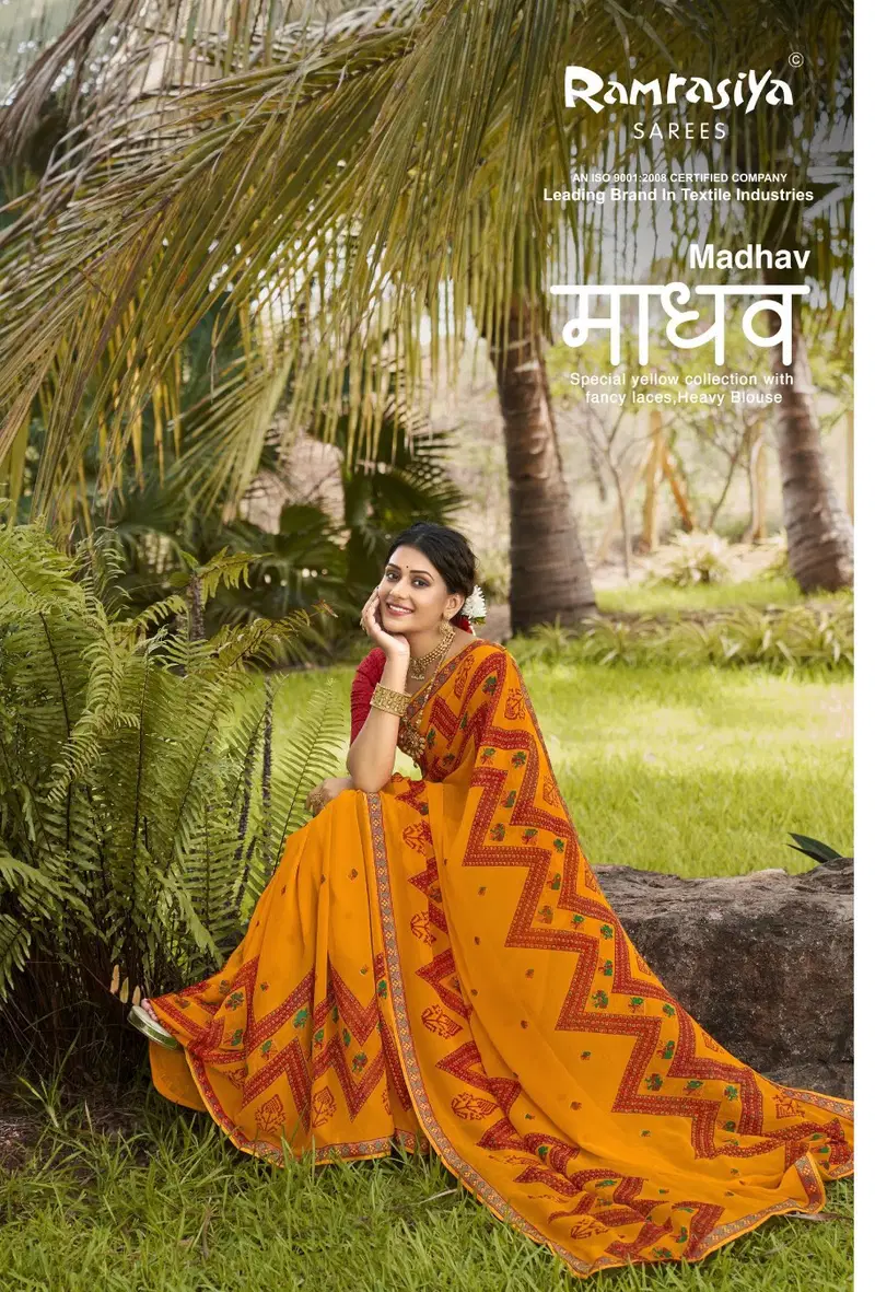 Ramrasiya Madhav Fancy Georgette With Lace Wokred Saree Collection