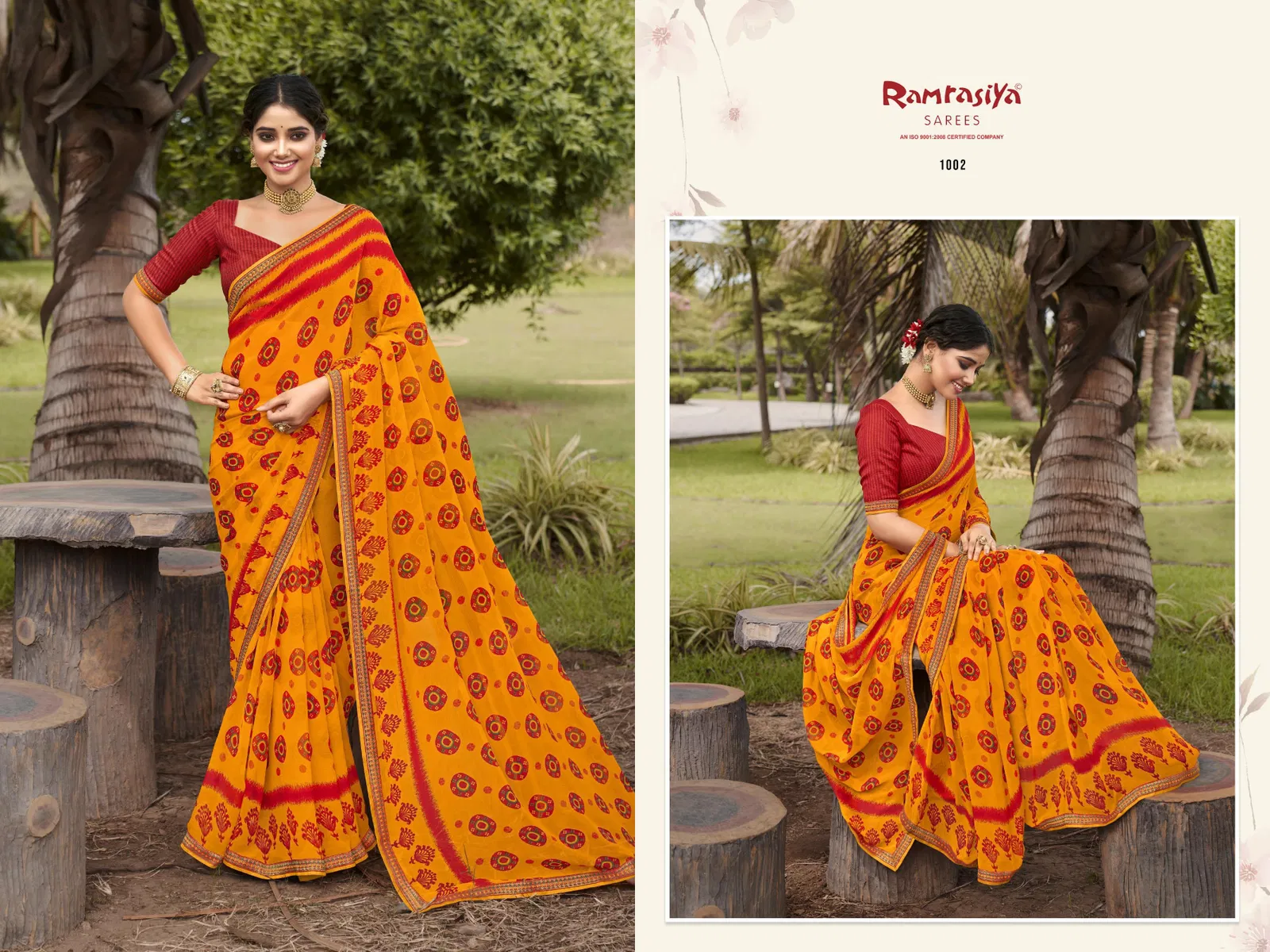 Ramrasiya Madhav Fancy Georgette With Lace Wokred Saree Collection