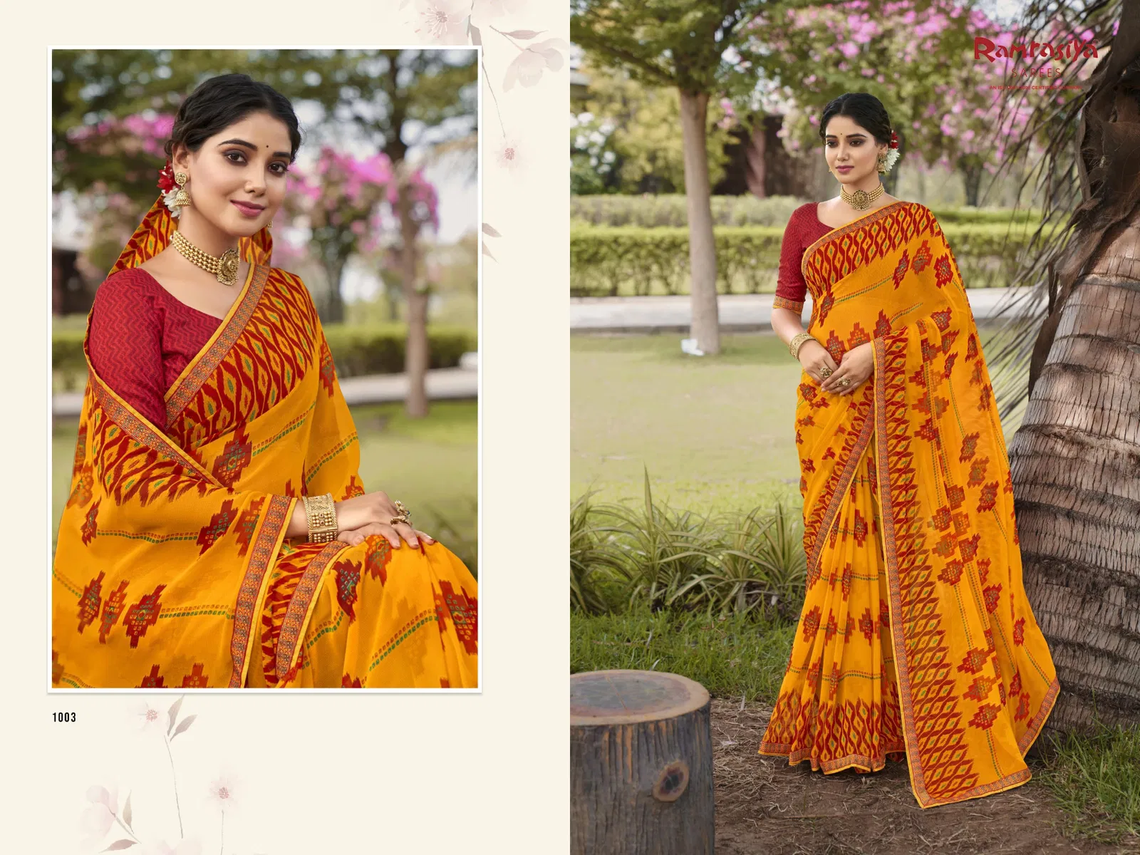 Ramrasiya Madhav Fancy Georgette With Lace Wokred Saree Collection