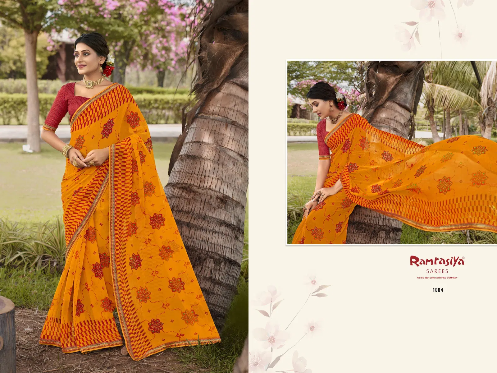 Ramrasiya Madhav Fancy Georgette With Lace Wokred Saree Collection