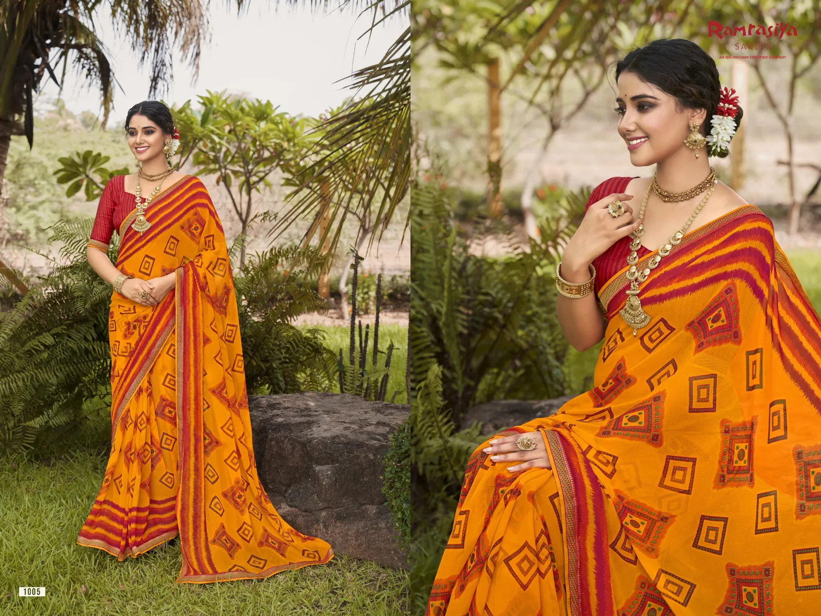 Ramrasiya Madhav Fancy Georgette With Lace Wokred Saree Collection
