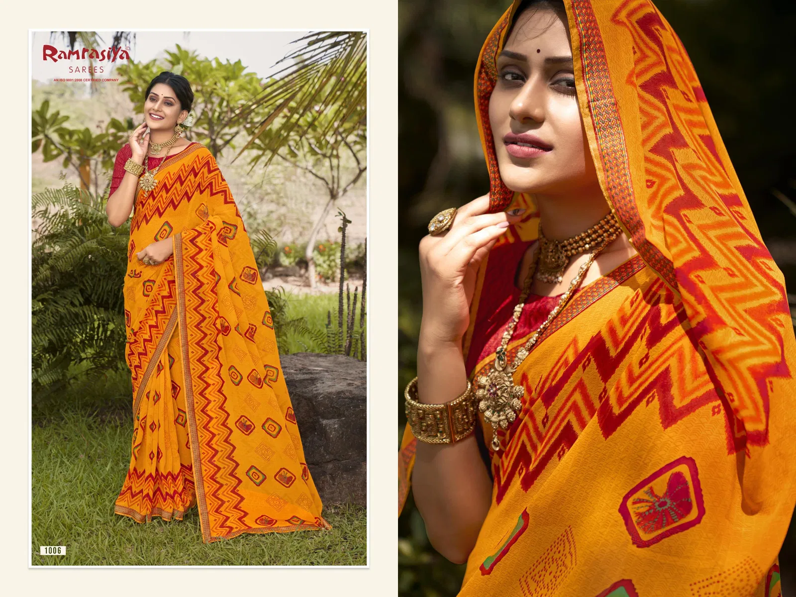 Ramrasiya Madhav Fancy Georgette With Lace Wokred Saree Collection
