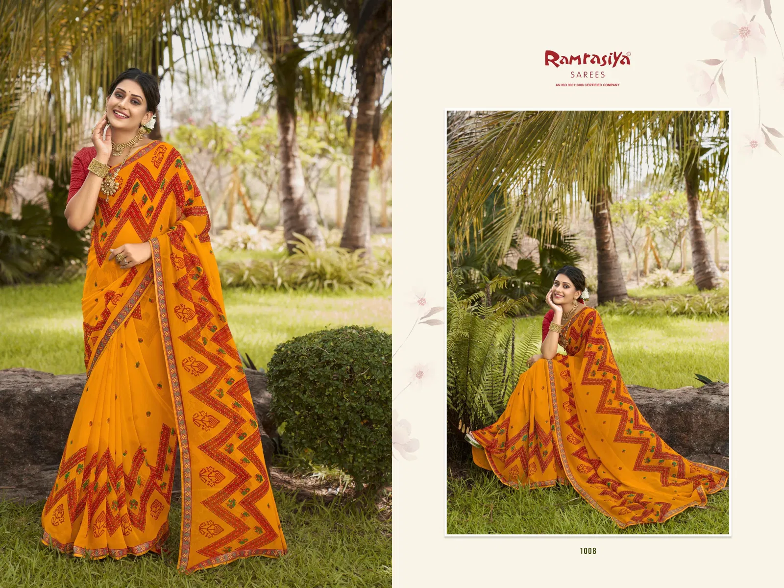 Ramrasiya Madhav Fancy Georgette With Lace Wokred Saree Collection