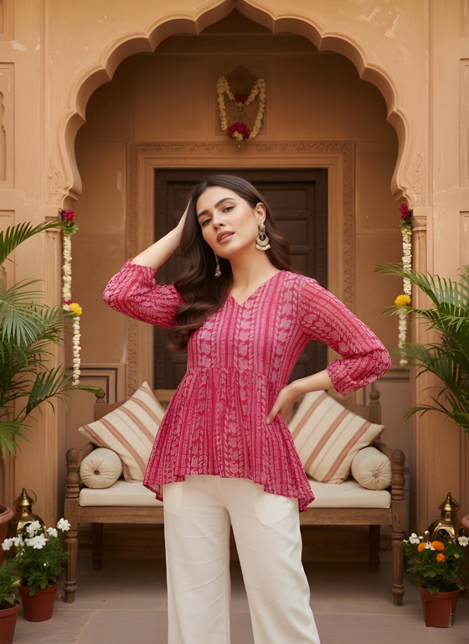 Vaaz 7 Woman fancy Georgette Printed Top
