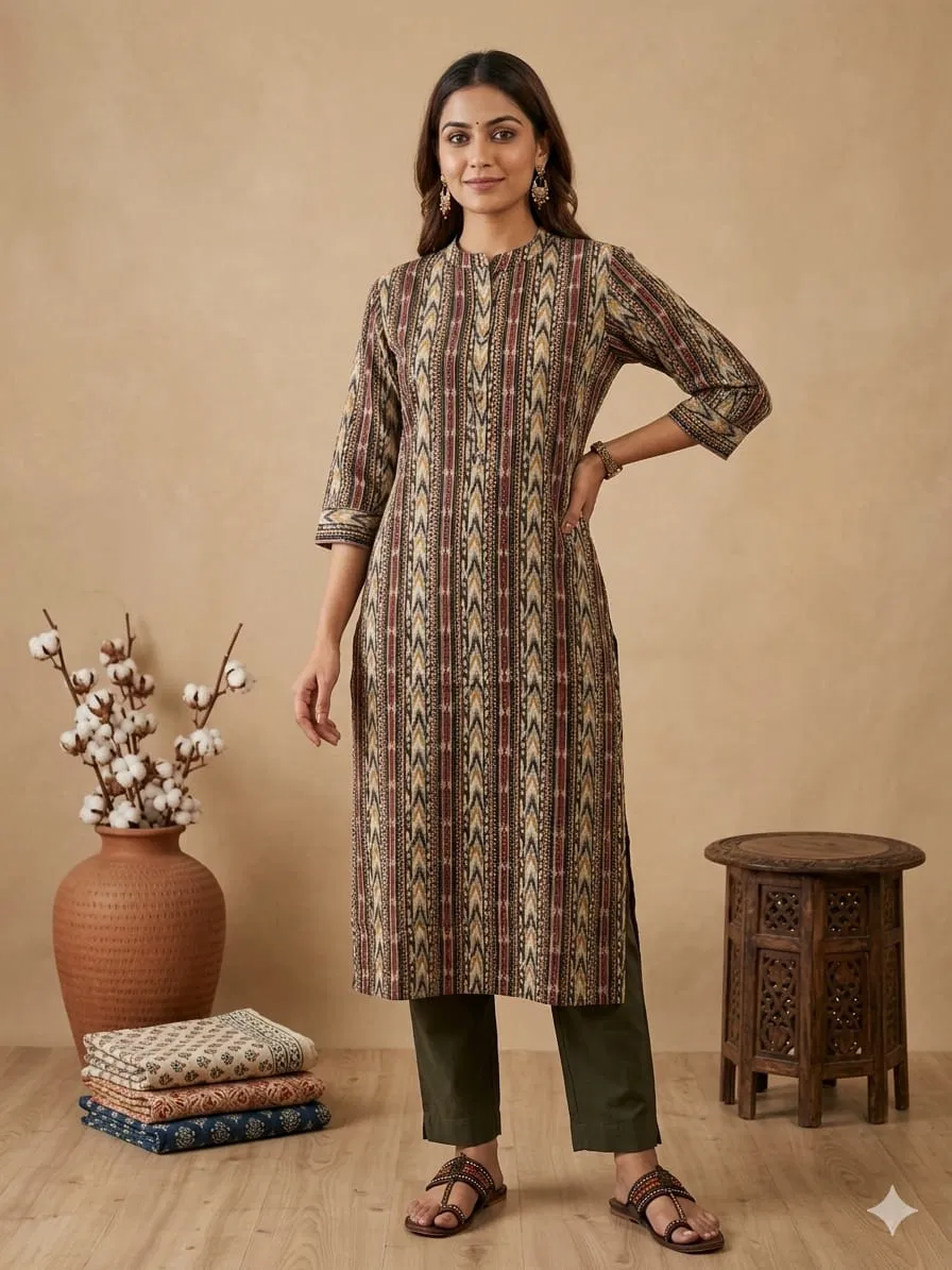 Naisha K 795 Cotton With Thread Weaving Kurti Collection