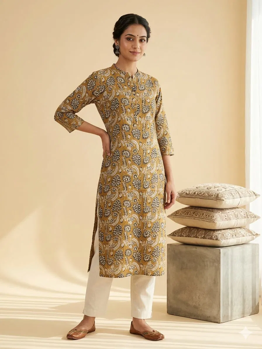 Naisha K 795 Cotton With Thread Weaving Kurti Collection
