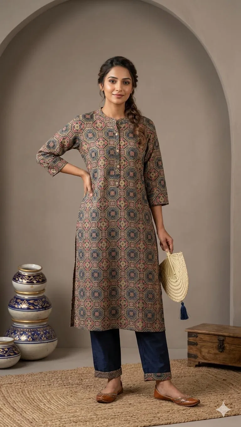 Naisha K 795 Cotton With Thread Weaving Kurti Collection