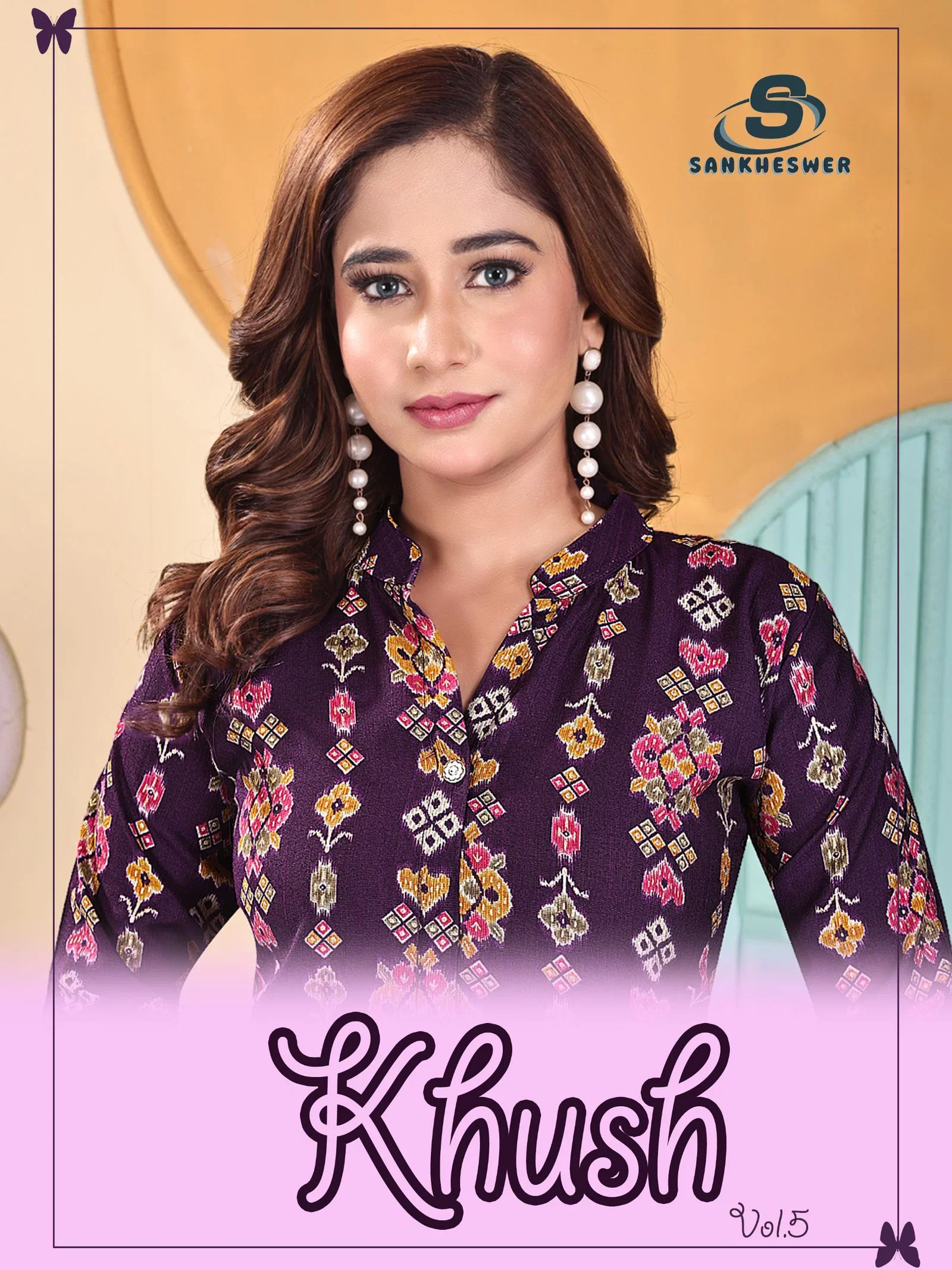 Sankheswer Khush Vol 5 Vertican Foil Discharge Printed Top And Bottom