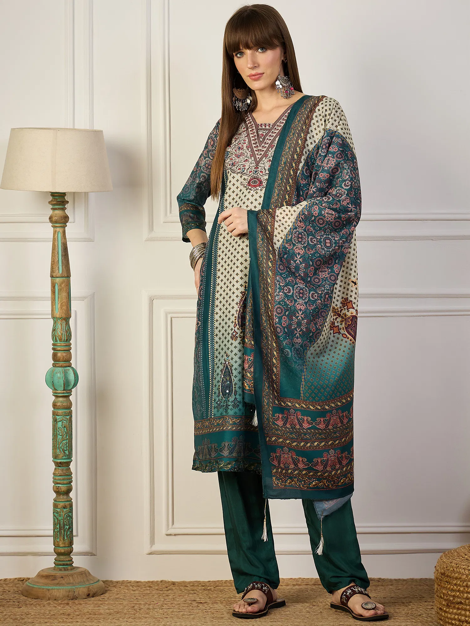 Vp 9772 Viscose Silk Printed Fancy Kurti With Bottom Dupatta