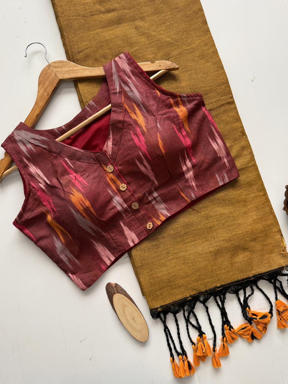 Lekha CF 249 Khadi Cotton Plain Saree With Readymade Blouse
