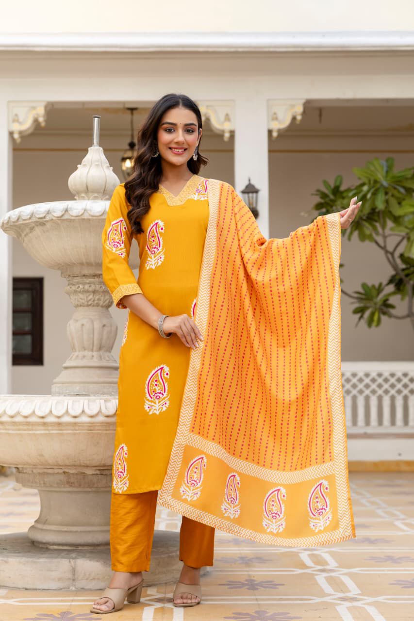 NCO 139 Viscose Rayon Sequins Embroidery Kurti Bottom With Dupatta