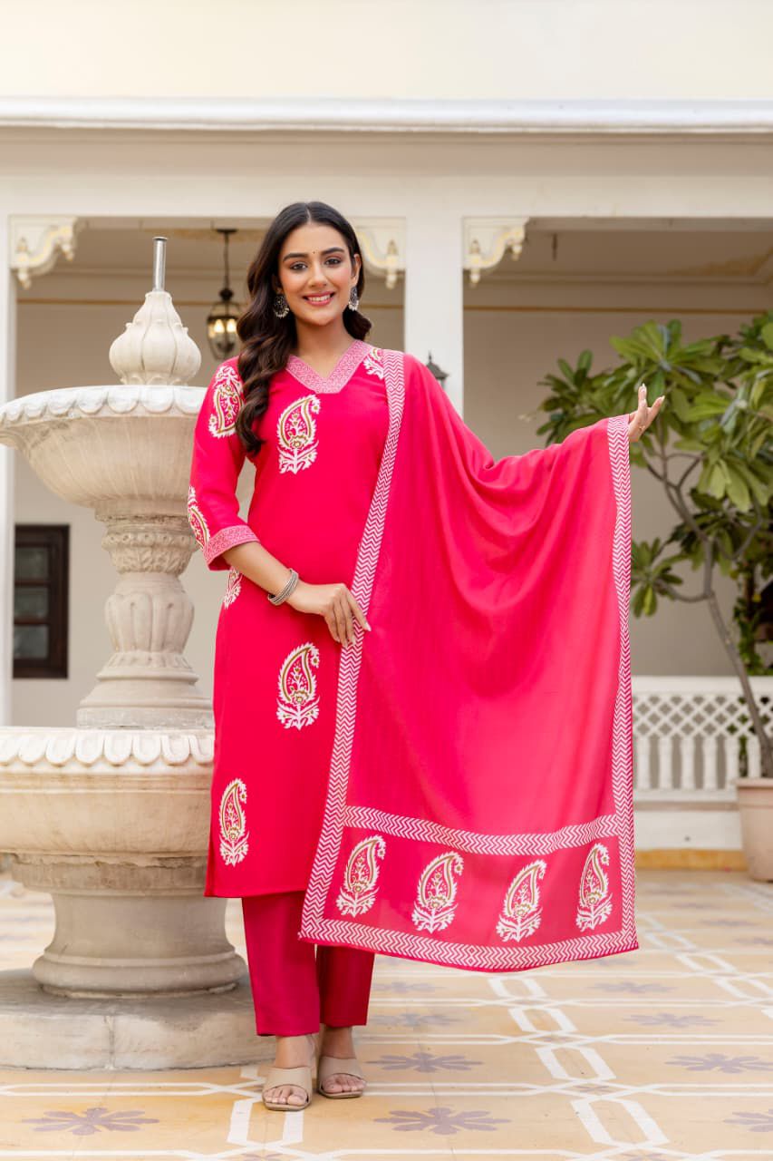 NCO 139 Viscose Rayon Sequins Embroidery Kurti Bottom With Dupatta