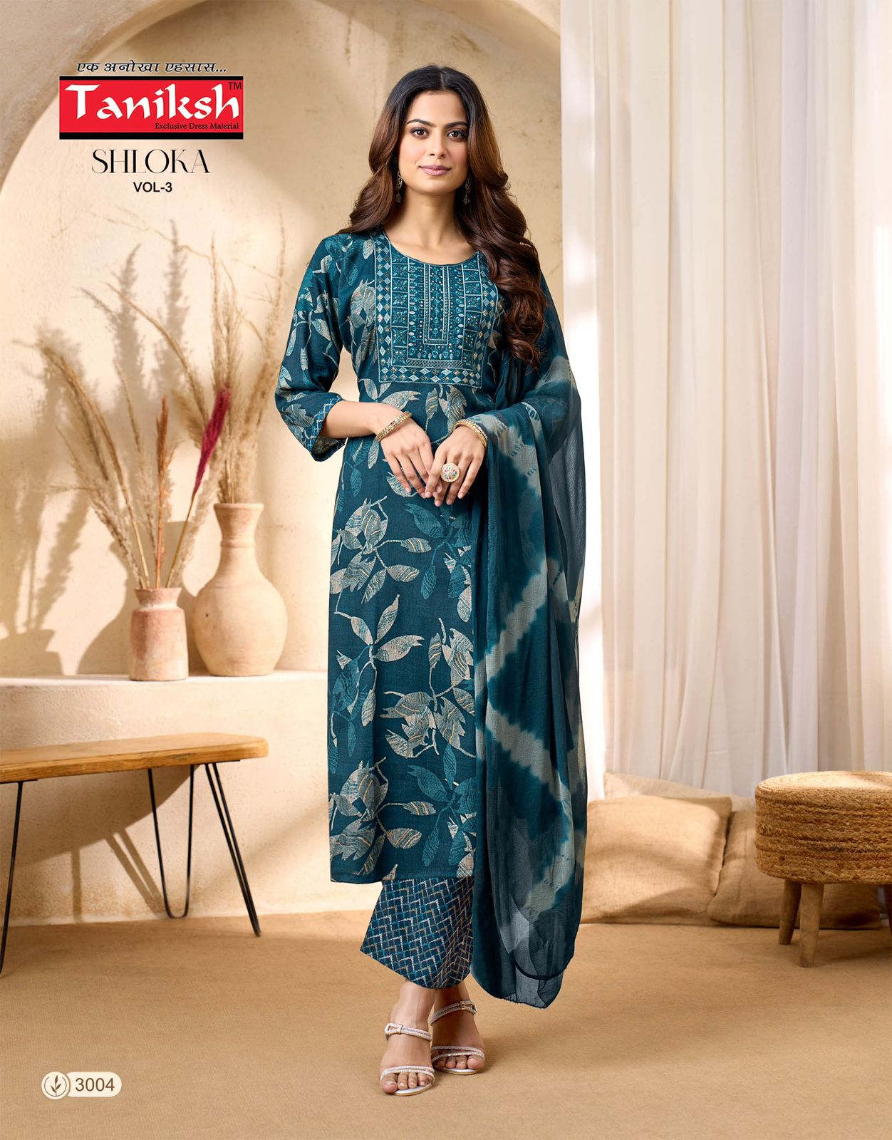 Taniksh Shloka Vol 3 Capsule Foil Print With Embroidery Work Top With Bottom And Dupatta