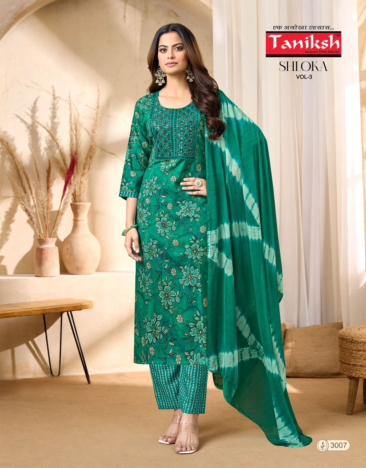 Taniksh Shloka Vol 3 Capsule Foil Print With Embroidery Work Top With Bottom And Dupatta