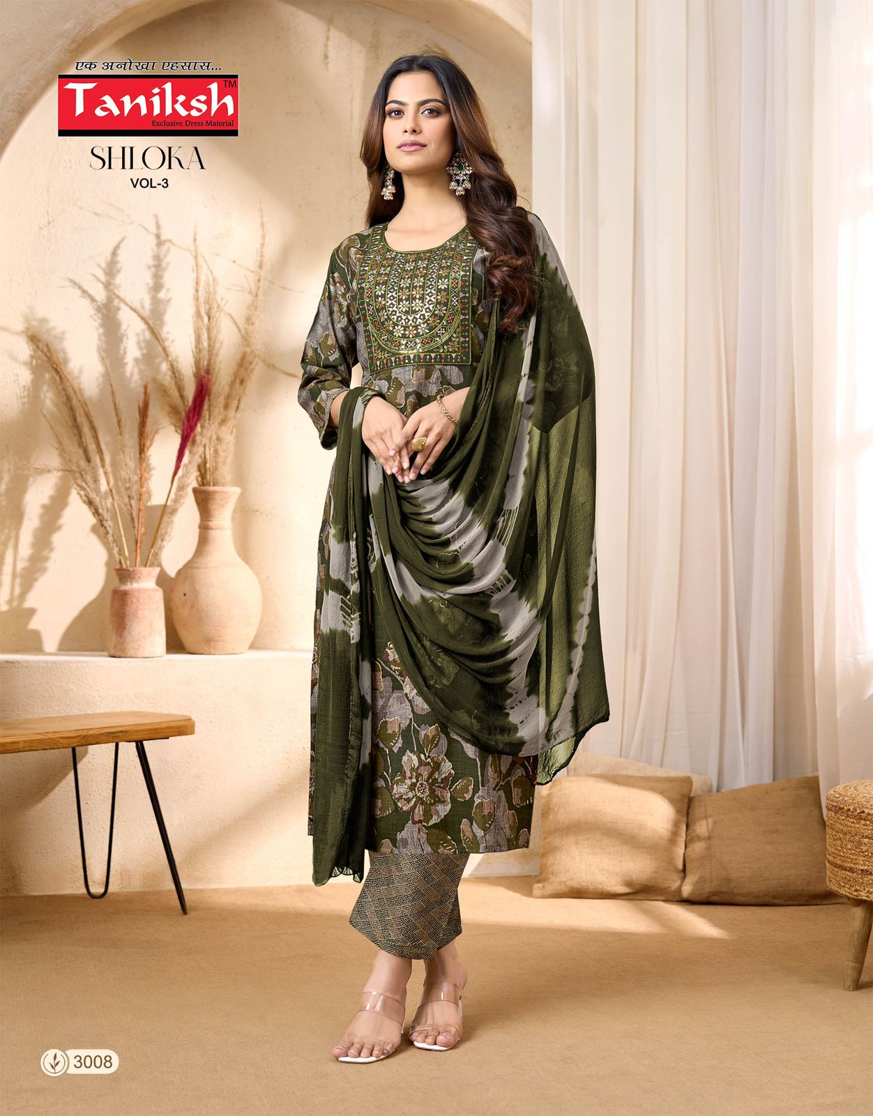 Taniksh Shloka Vol 3 Capsule Foil Print With Embroidery Work Top With Bottom And Dupatta