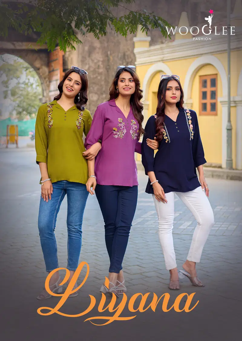 Wooglee Liyana Rayon Thread Worked Short Top Collection