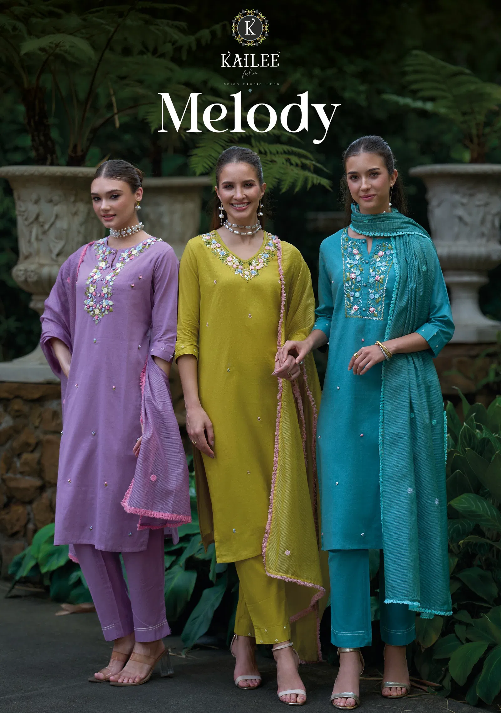 Kailee Melody Cotton With Self Weaving Kurti With Bottom Dupatta
