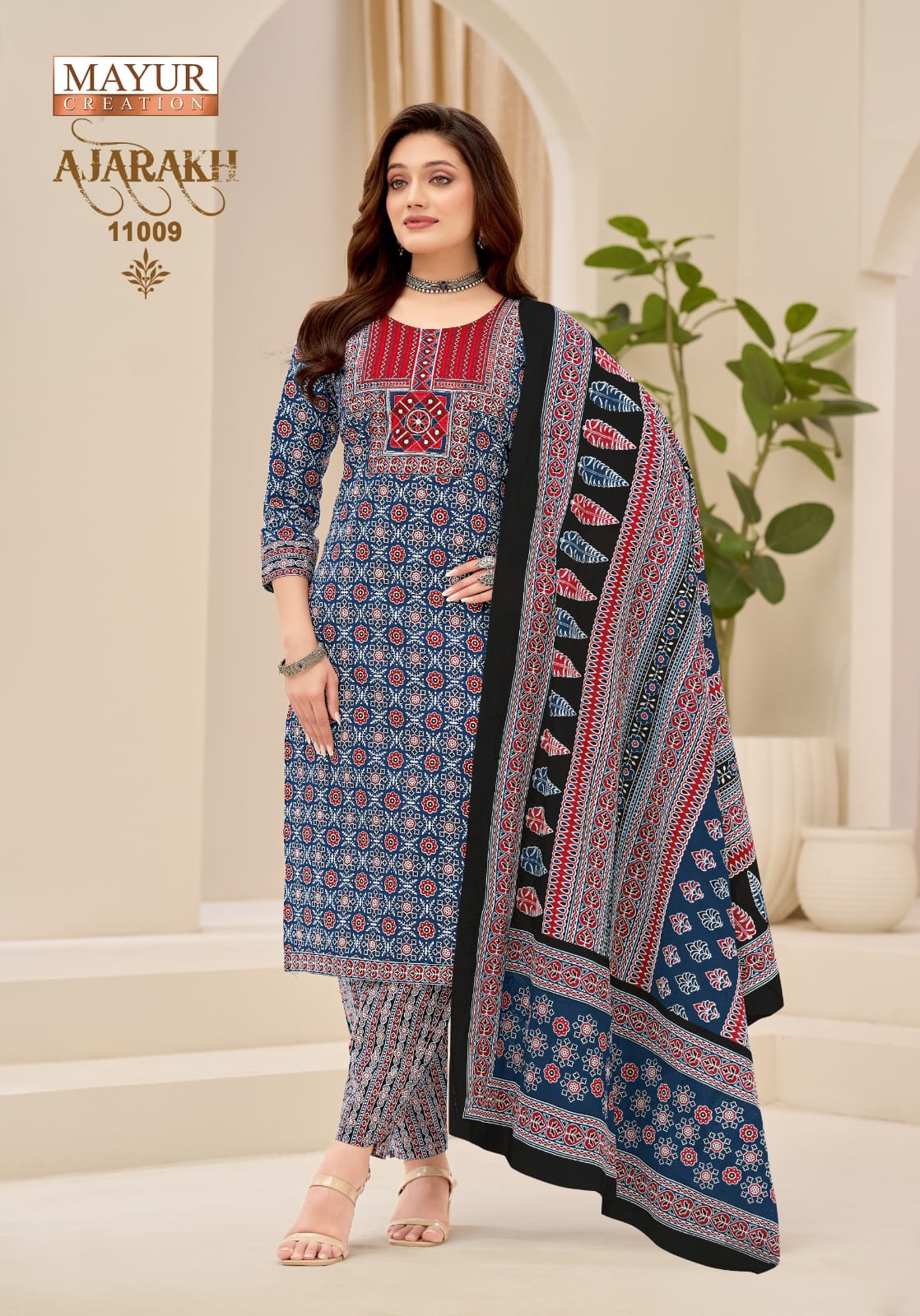 Mayur Ajarakh Vol 11 Readymade Cotton Printed Kurti Pant With Dupatta