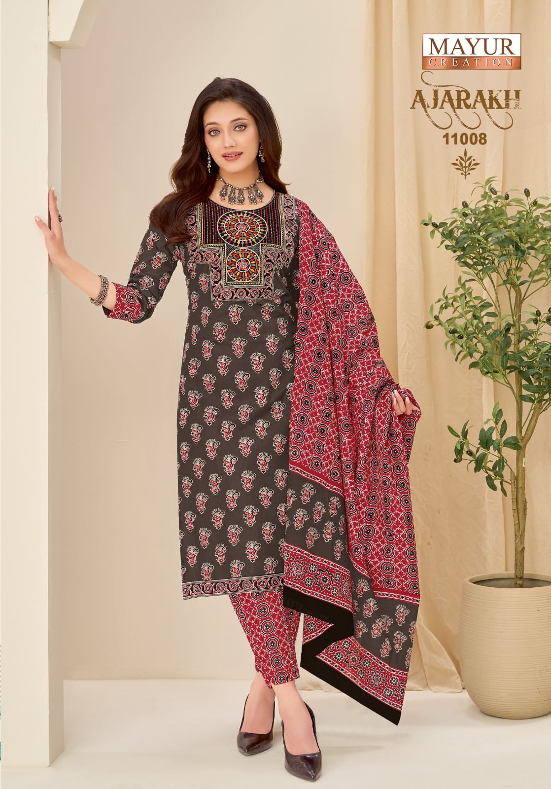 Mayur Ajarakh Vol 11 Readymade Cotton Printed Kurti Pant With Dupatta
