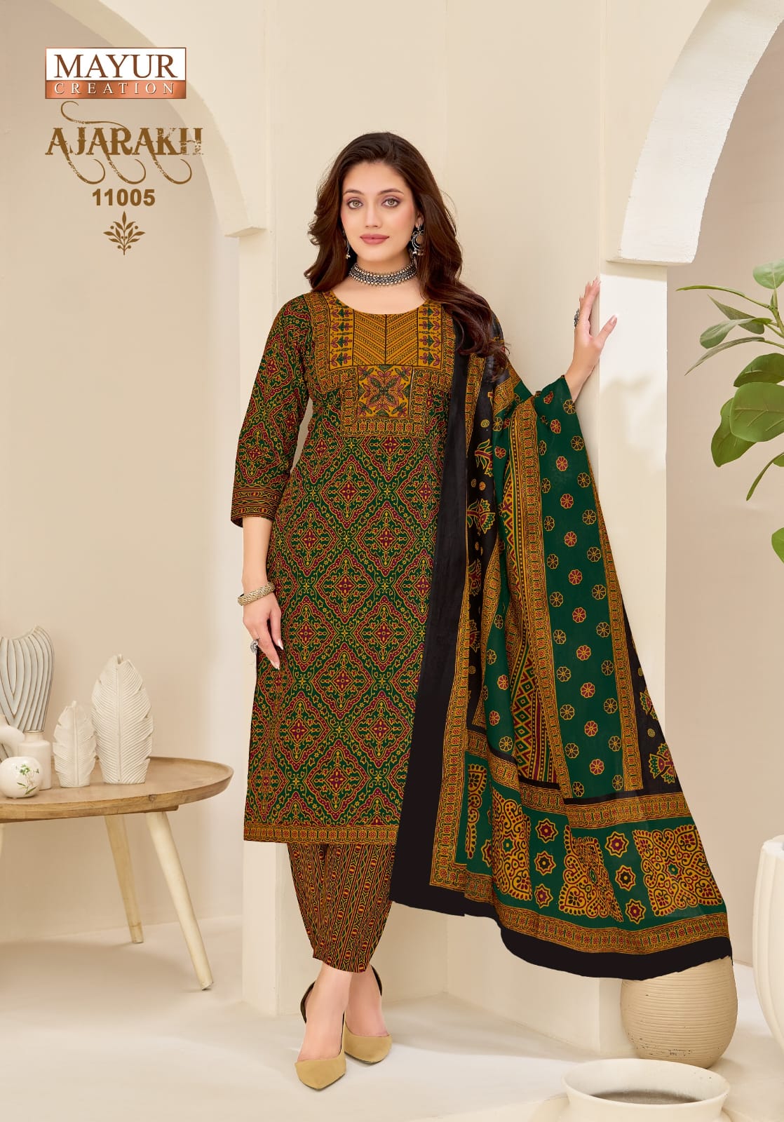 Mayur Ajarakh Vol 11 Readymade Cotton Printed Kurti Pant With Dupatta