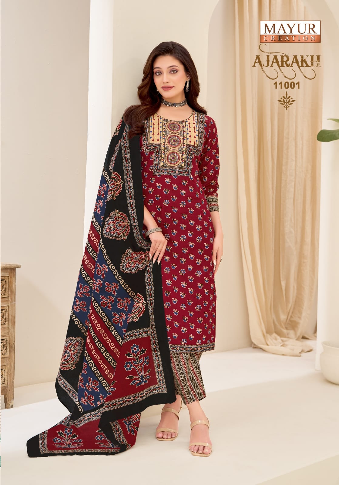 Mayur Ajarakh Vol 11 Readymade Cotton Printed Kurti Pant With Dupatta