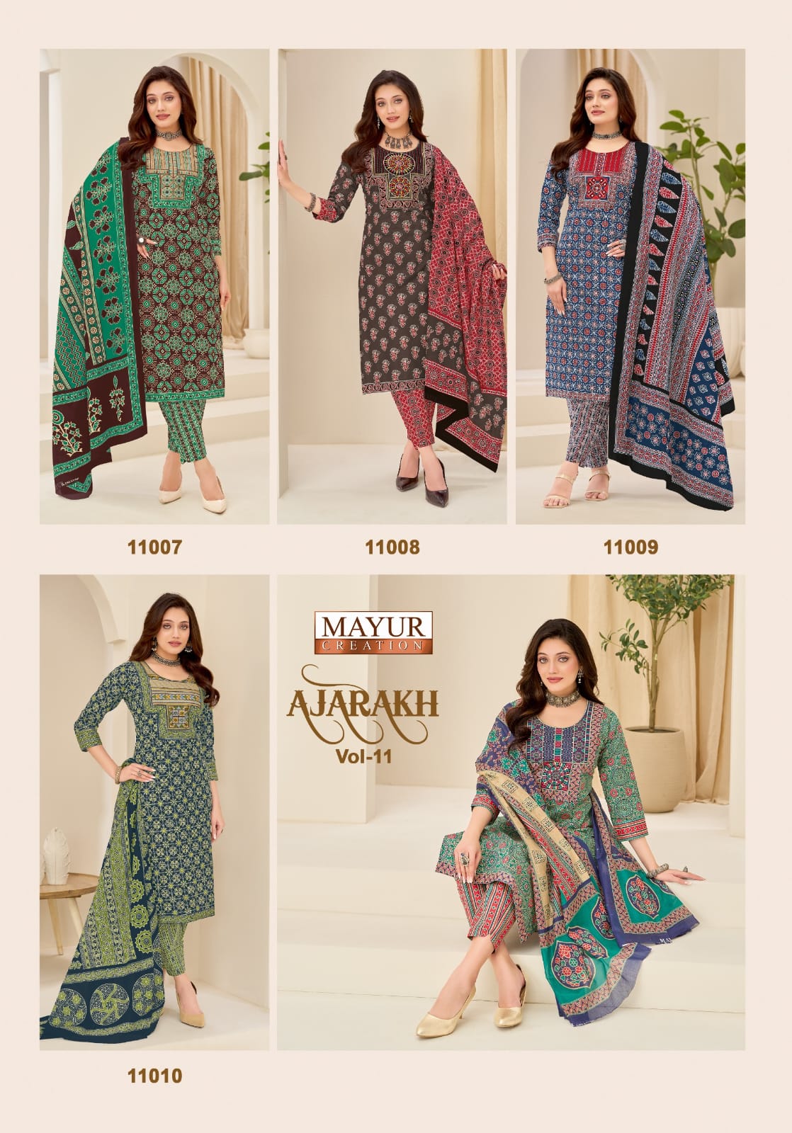 Mayur Ajarakh Vol 11 Readymade Cotton Printed Kurti Pant With Dupatta