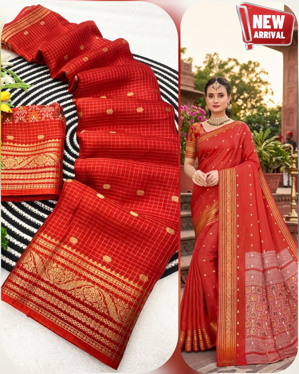 VLC Og Mysore Crepe Silk Saree with Blossoming Grid Pattern Saree