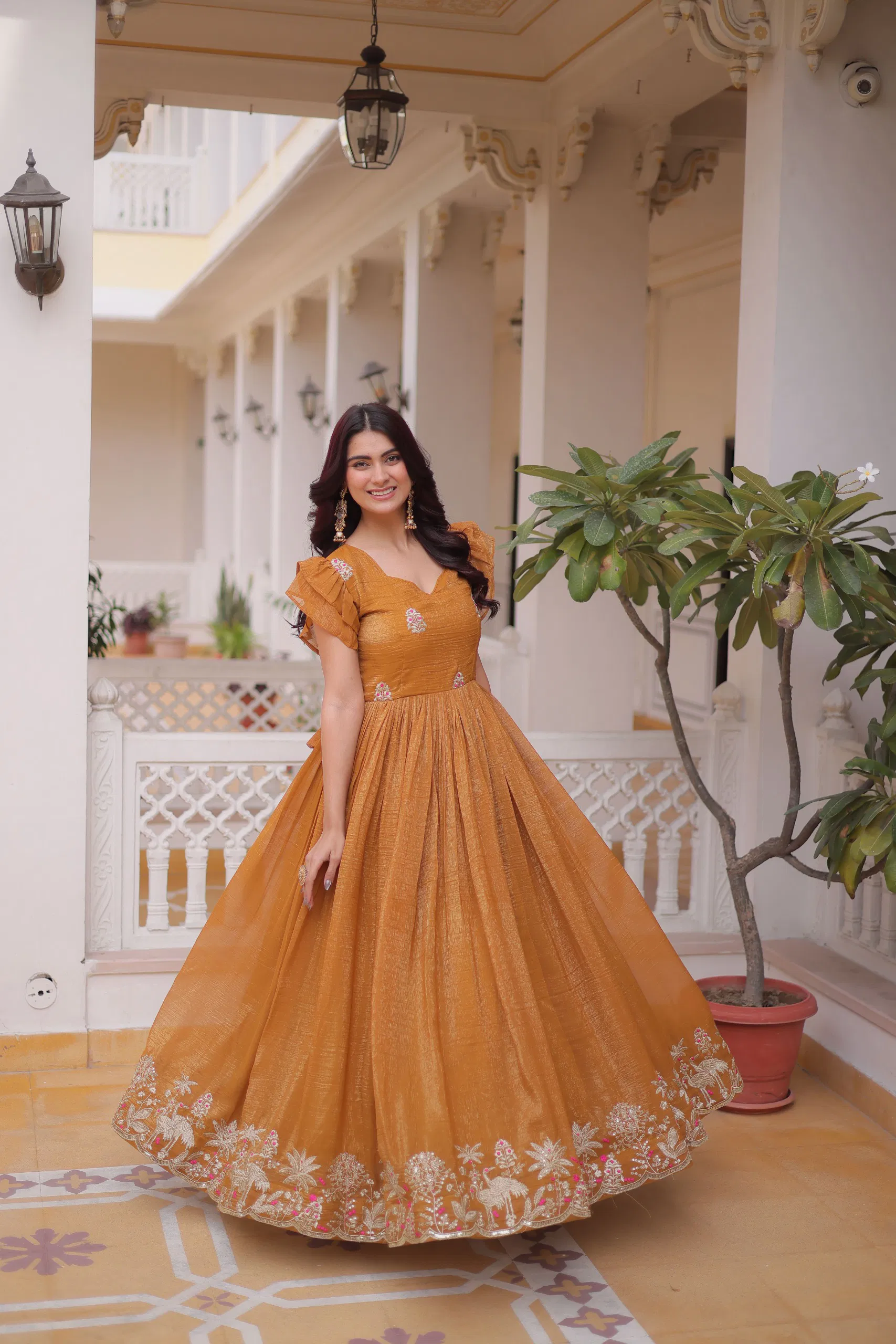 Lekha KA 1223 Silver Crunchy Embroidery Work Gown Collection