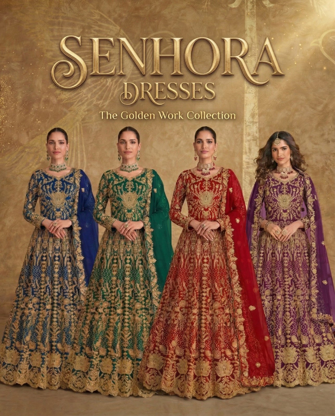 Senhora 7111 Colors Butterfly Net Heavy Coading And Stone Work Heavy Dress