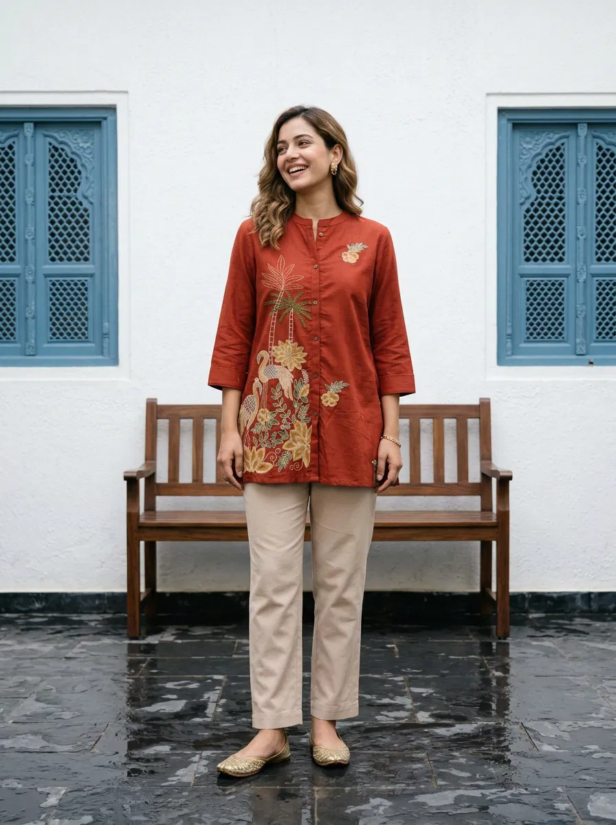 Naisha K 800 Cotton With Embroidered Short Top Collection