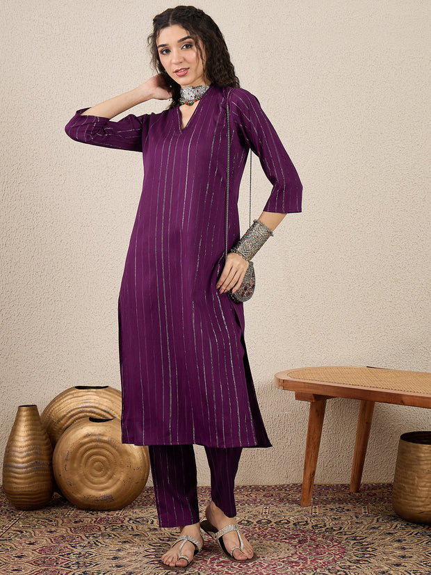 VP 9744 Women's Office Wear Purple Straight Kurta & Pant, Co-ord Set