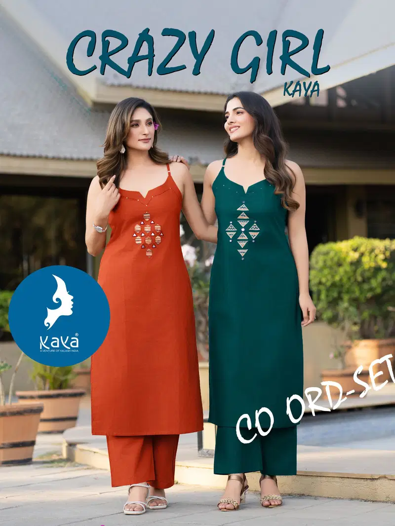 Kaya Crazy Girl Dhabu Cotton Straight Cut Kurti With Bottom