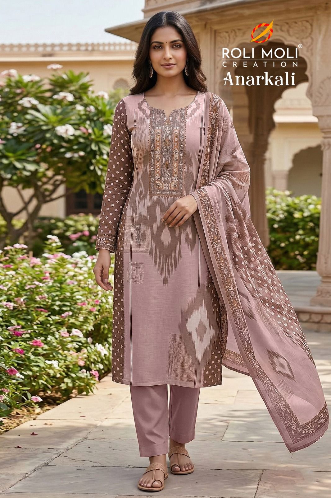 Roli Moli Anarkali Maslin Digital Printed Dress Material