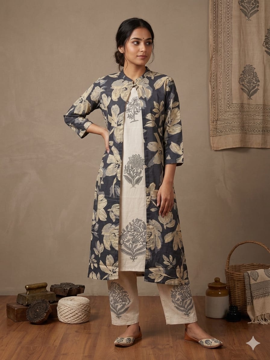 Naisha K 754 Vol 3 Cotton Flex Printed Sleeveless Kurti Plazzo With Shrug Collection