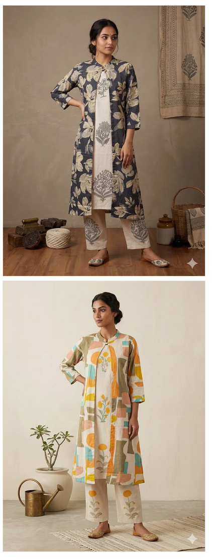 Naisha K 754 Vol 3 Cotton Flex Printed Sleeveless Kurti Plazzo With Shrug Collection