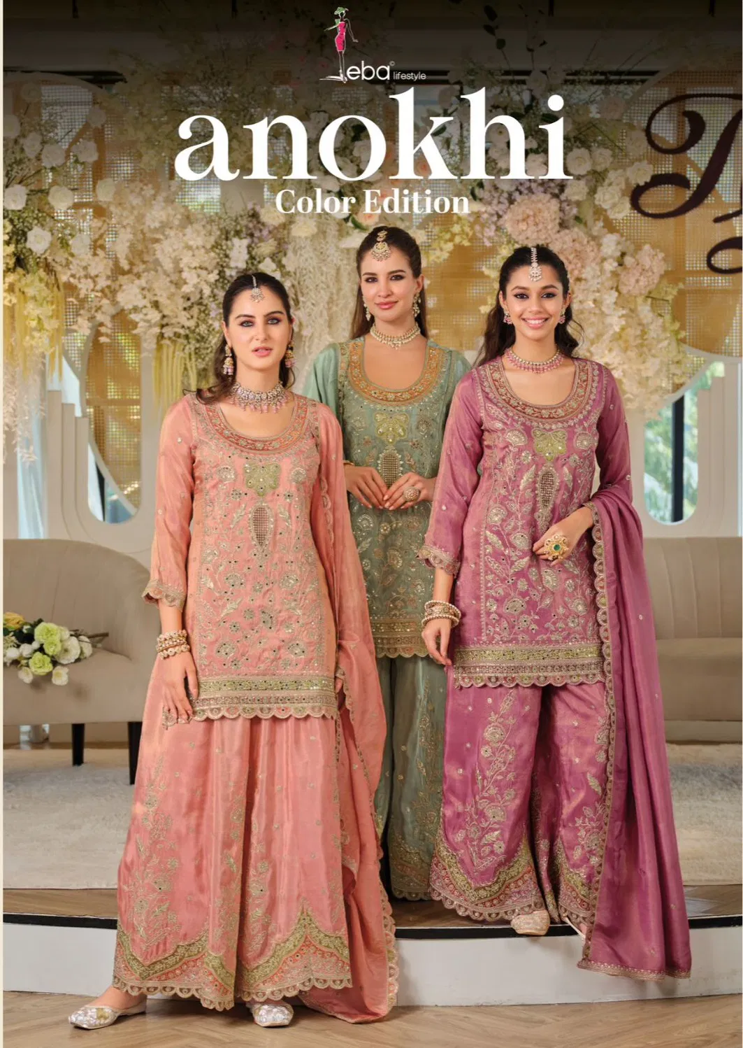 Eba Anokhi Color Edition Chinon With Embroidery Worked Top Bottom And Dupatta