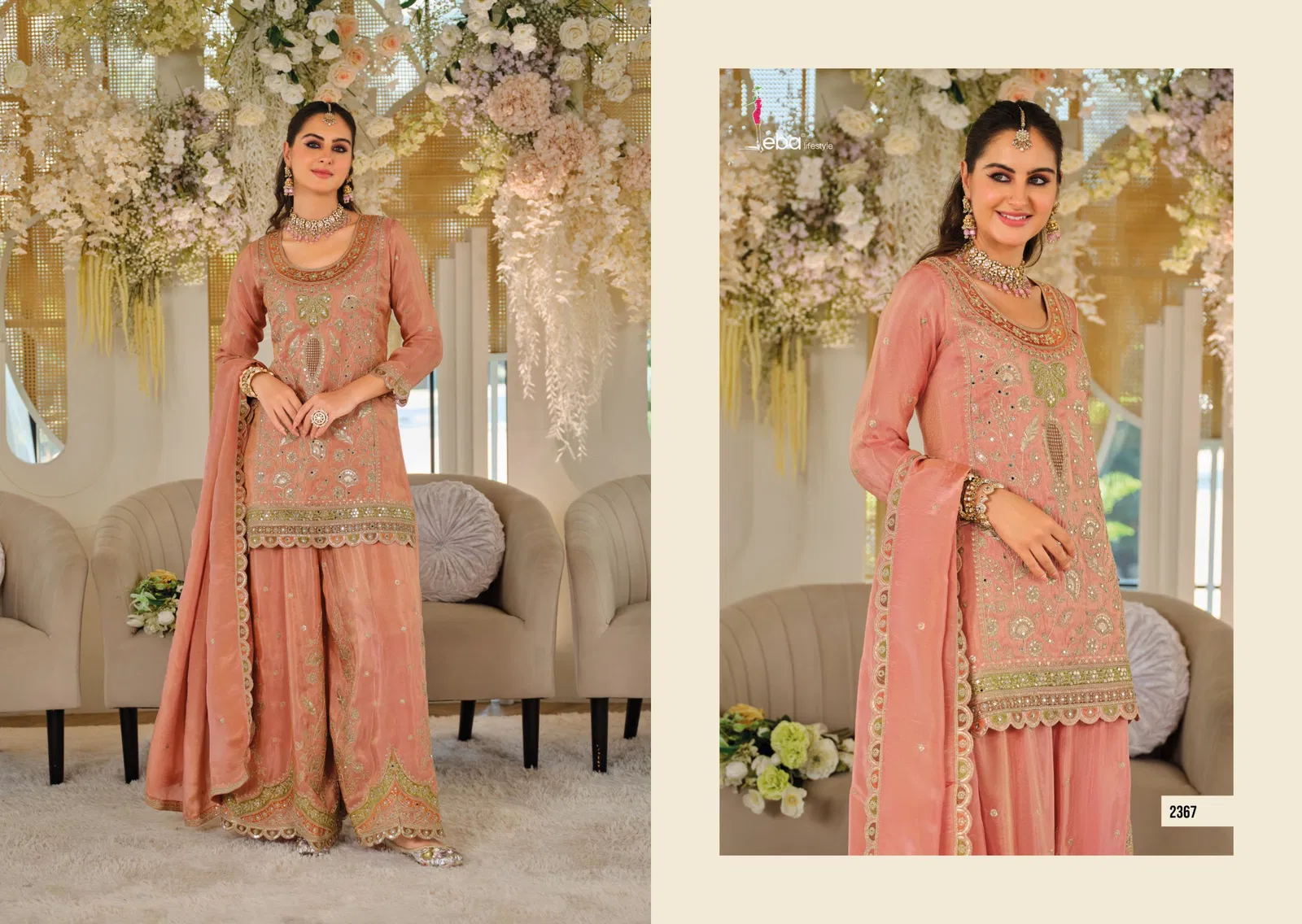 Eba Anokhi Color Edition Chinon With Embroidery Worked Top Bottom And Dupatta