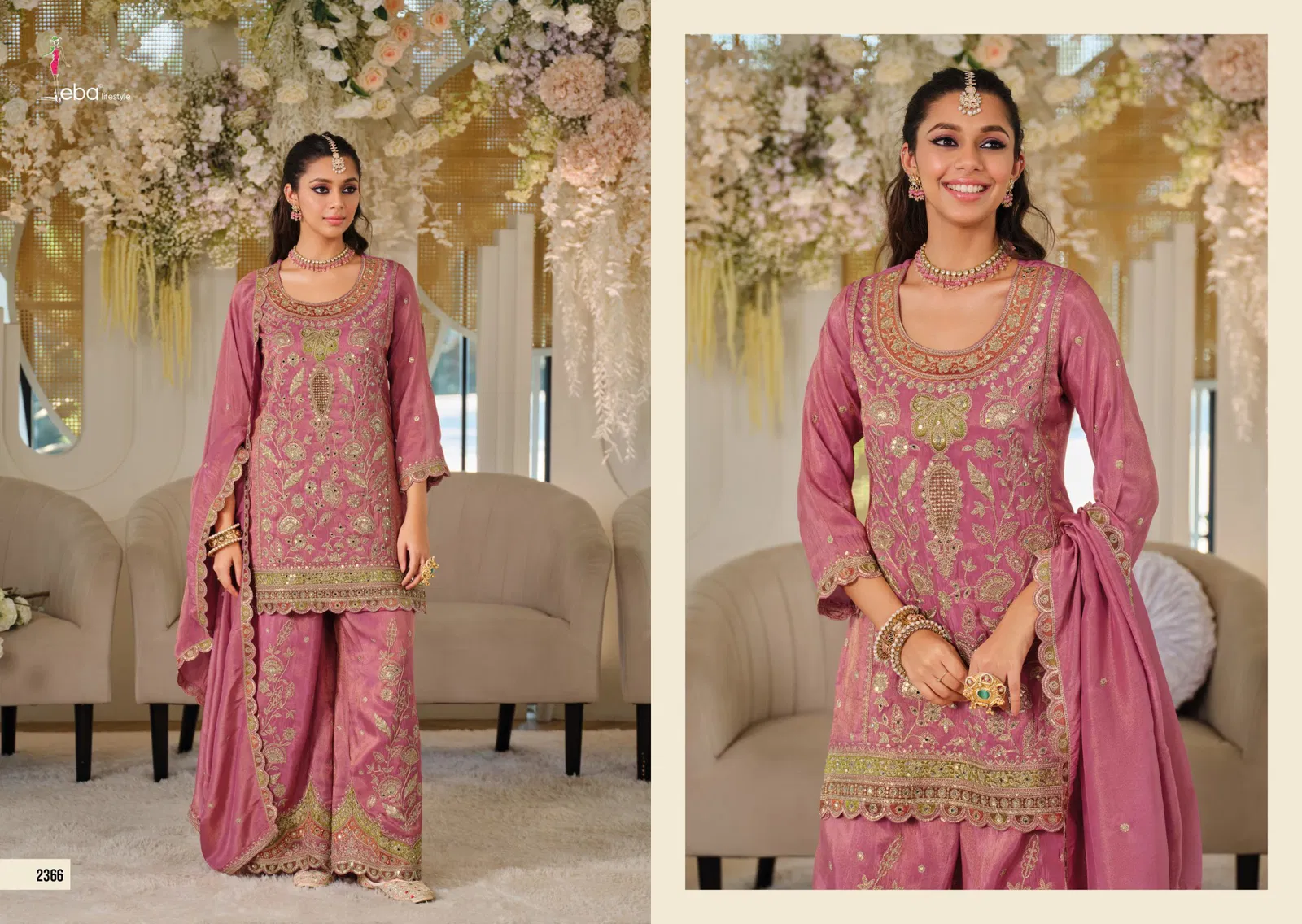 Eba Anokhi Color Edition Chinon With Embroidery Worked Top Bottom And Dupatta