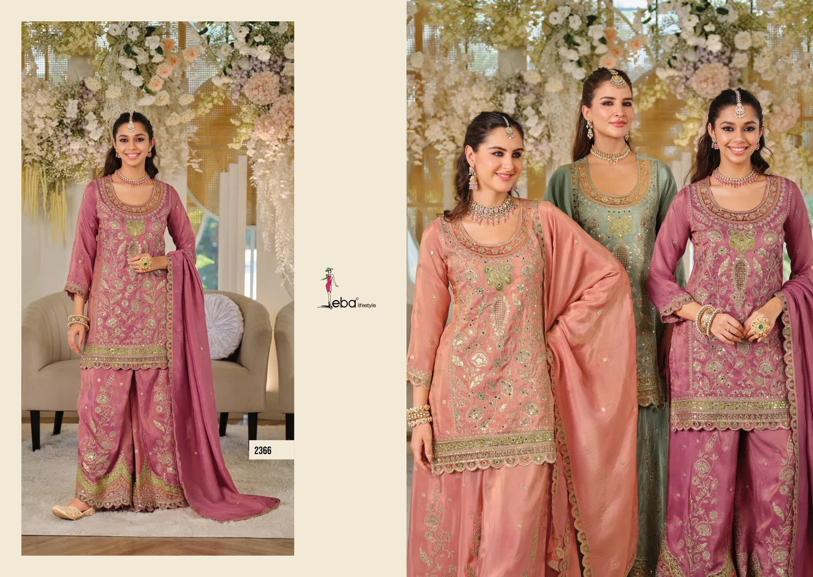 Eba Anokhi Color Edition Chinon With Embroidery Worked Top Bottom And Dupatta