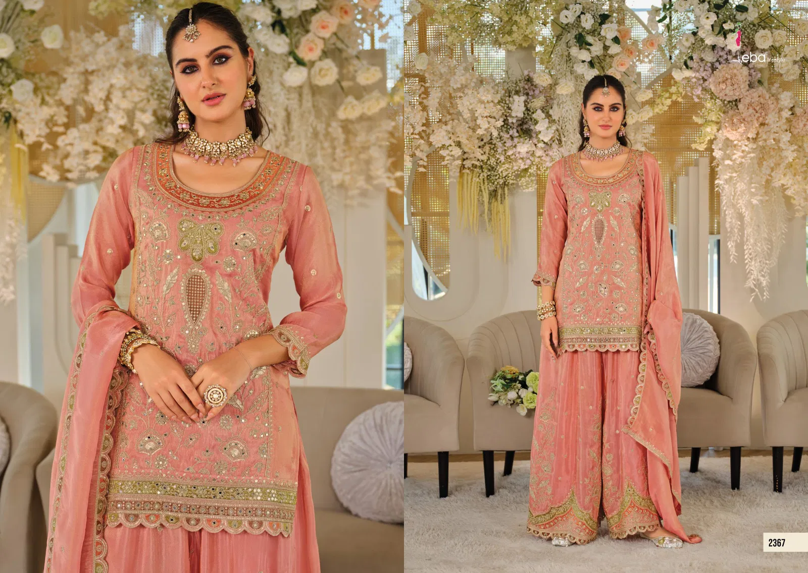 Eba Anokhi Color Edition Chinon With Embroidery Worked Top Bottom And Dupatta