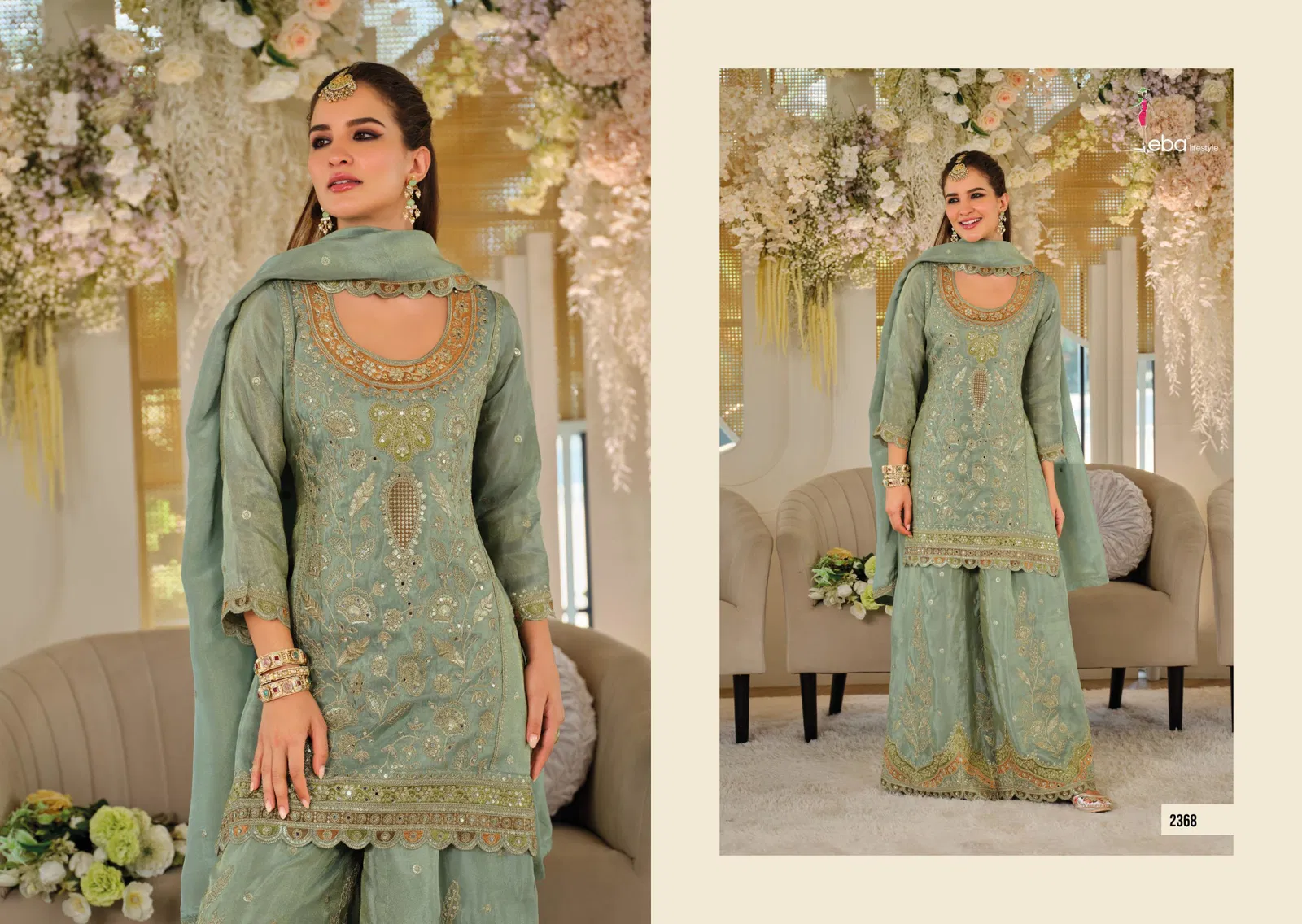 Eba Anokhi Color Edition Chinon With Embroidery Worked Top Bottom And Dupatta